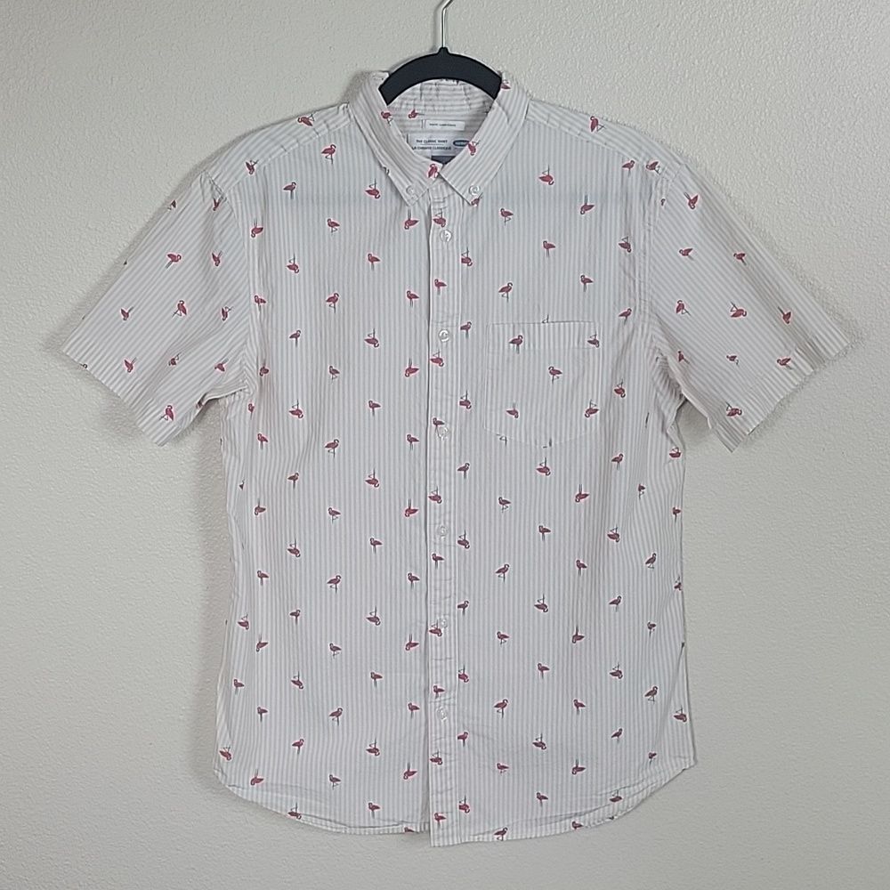Old Navy Lightweight button down with flamingo print.